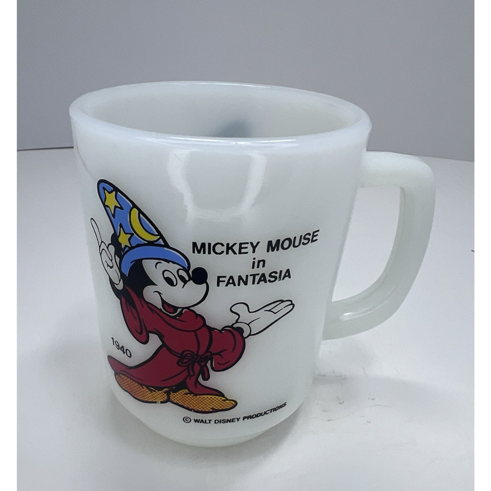 Mickey Mouse 1940 Fantasia Pepsi Collector Mug Milk Glass Anchor Hocking